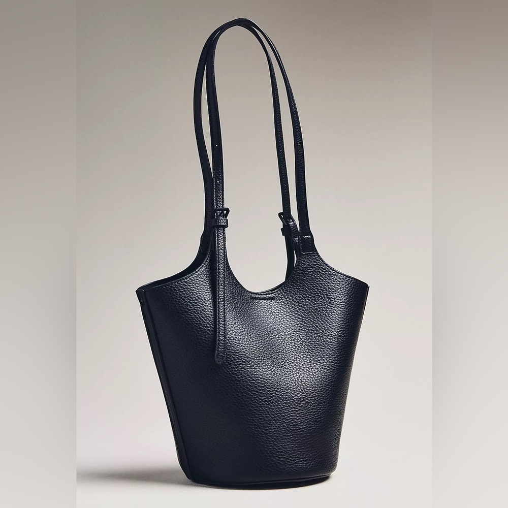 Anthropologie Bag-in-Bag Antik Kraft Faux Black Black Bucket Tote Bag NWT